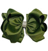 MOSS GREEN BOW W RHINESTONES 6.5IN WIDE 5PCS/$10.00 BW-570-S