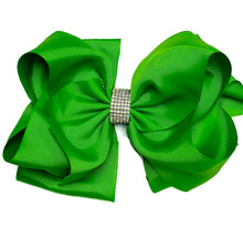  CLASSICAL GREEN 6.5"RHINESTONE  HAIR BOW . 5PCS/$10.00 BW-579-S