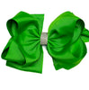 CLASSICAL GREEN 6.5"RHINESTONE  HAIR BOW . 5PCS/$10.00 BW-579-S