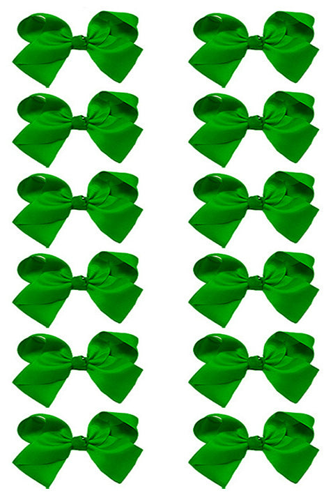 FOREST GREEN 5.5"WIDE HAIR BOWS 12PCS/$6.50 BW-587-5