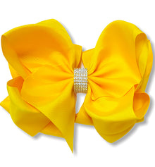  MAIZE DOUBLE LAYER HAIR BOW W/ RHINESTONES 6.5"WIDE 5PCS/$10.00 BW-650-S