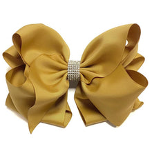  PALE GOLD RHINESTONE HAIR BOW. 6.5" WIDE 5PCS/$10.00. BW-693-S