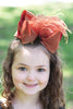 MANDARINE ORANGE DOUBLE LAYER FEATHER HAIR BOWS 7.5" WIDE 4PCS/$10.00 BW-765-F