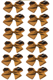  GOLDEN BROWN 5.5"WIDE HAIR BOWS 12PCS/$6.50 BW-846-5