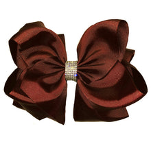  868 CAPPUCCINO RHINESTONE HAIR BOW, 6.5" WIDE 5PCS/$10.00  BW-868-S