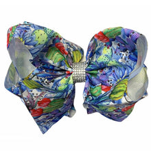  CACTUS PRINTED HAIR BOW WITH RHINESTONES 7.5" WIDE DOUBLE LAYER. 4PCS/$10.00 BW-DSG-233