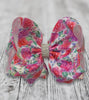 DAMASK ROSE PRINTED HAIR BOWS WITH RHINESTONES 7.5IN WIDE 4PCS/$10.00 BW-DSG-357