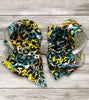 MULTI COLOR CHEETAH PRINTED HAIR BOWS WITH RHINESTONES 7.5IN WIDE 4PCS/$10.00 DSG-393