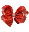 RED GEOMETRIC  PRINTED HAIR BOWS. (7.5" WIDE DOUBLE LAYER) 4PCS/$10.00  BW-DSG-411