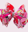 RED DOG/CHARACTER PRINTED HAIR BOWS WITH RHINESTONES. 4PCS/$10.00 - BW-DSG-535