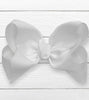 WHITE 7.5" WIDE HAIR BOW 12PCS/$18.00  BW-029-P