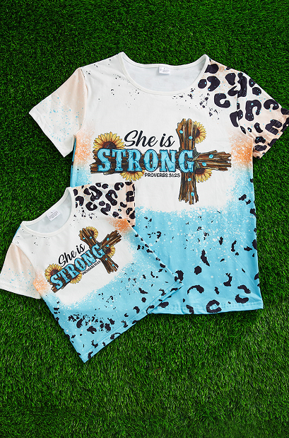 SHE IS STRONG/PROVERBS 31:25 MOMMY & ME MULTI-PRINTED TEE SHIRTS.  TPG651122231