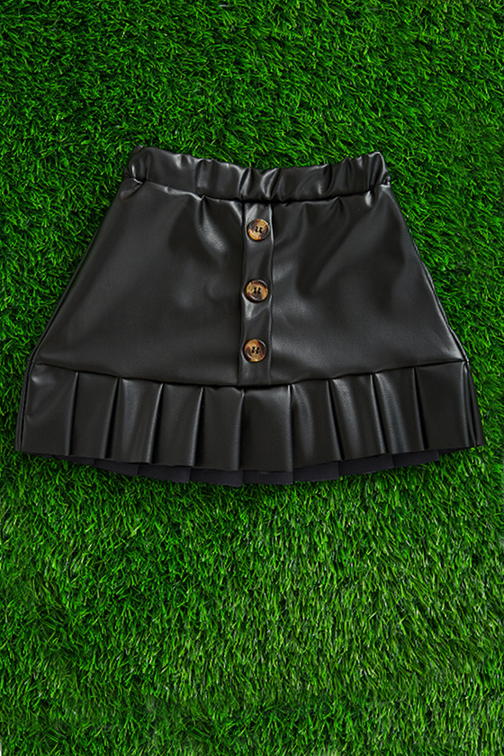 FAUX LEATHER PLEATED HEM SKIRT. DRG651522103-LOI