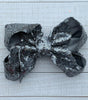 Charcoal  grey sequins hair bow 7.5”wide 5pcs/$10.00 BW-077-SQ