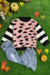 MOMMY AND ME PINK CHEETAH PRINT KNIT WITH STRIPE LONG SLEEVE TOP. TPG651122090