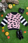 MOMMY AND ME PINK CHEETAH PRINT KNIT WITH STRIPE LONG SLEEVE TOP. TPG651122090