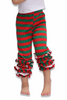 RED & GREEN STRIPE PRINTED RUFFLE LEGGINGS. CK-300258 JEAN