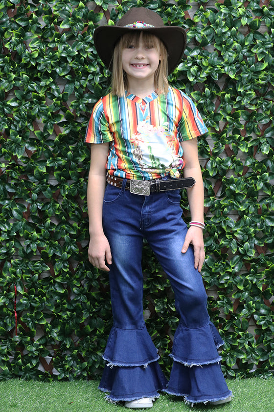 DARK BLUE DENIM DENIM BELL PANTS. KELSY-202AMY