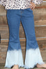 BOOTCUT BLEACHED DENIM JEANS WITH DISTRESSED HEM. PNG651522049-AMY