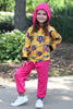 YELLOW COW SKULL PRINTED HOODIE SWEATSHIRT WITH PANTS.  CXPF724133-SOL