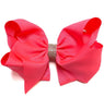 SHOCKING PINK RHINESTONE BOW6.5 " WIDE 5PCS/$10.00 BW-175-S