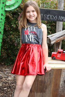  METALLIC RED FLARE SKIRT. DRG30113005-SOL