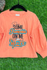 ORANGE GRAPHIC BUBBLE SLEEVE TOP. TPG451622002 AMY