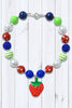 MULTI COLOR BUBBLE NECKLACE WITH STRAWBERRY PENDANT. 3PCS/$12.00  NK-201