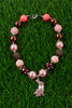 BROWN & PINK BUBBLE GUM BEAD NECKLCE W/ EASTER BUNNY PENDANT. 3PCS/$15.00 XL-01723