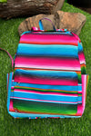 FUSCHIA/TURQUOISE SERAPE PRINTED MEDIUM SIZE BACKPACK. BP-2023-B