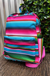 FUSCHIA/TURQUOISE SERAPE PRINTED MEDIUM SIZE BACKPACK. BP-2023-B