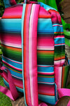 FUSCHIA/TURQUOISE SERAPE PRINTED MEDIUM SIZE BACKPACK. BP-2023-B