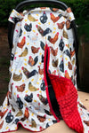 HEN & ROOSTER PRINTED CARSEAT COVER. ZYTB25133004