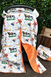 COW PRINTED CARSEAT COVER W/ORANGE SOFT FABRIC. ZYTB25133006