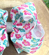 MULTI-COLOR TROPICAL FLOWER PRINTED BOW 7.5" WIDE 4PCS/$10.00 BW-DSG-598