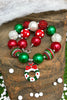 MULTI -COLOR PRINTED BUBBLE NECKLACE WITH CHRISTMAS WREATH PENDANT . 3PCS/$15.00 ACG501522013