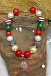 MULTI-COLOR BUBBLE NECKLACE WITH CHRISTMAS TREE PENDANT. ACG501522007