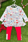 MERRY CHRISTMAS PRINTED TUNIC WITH RED LEGGINGS. OFG501322080