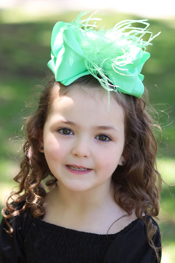 MINT FEATHER BOW 4PCS/$10.00 7.5IN WIDE BW-530-F