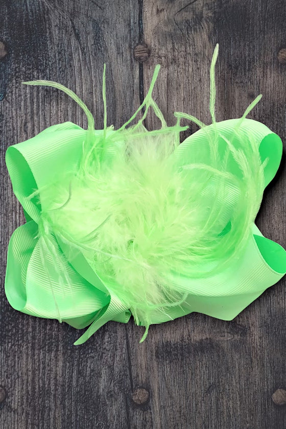 MINT FEATHER BOW 4PCS/$10.00 7.5IN WIDE BW-530-F