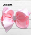 LT.PINK 6.5" WIDE DOUBLE LAYER HAIR BOW. 5PCS/$10.00  BW-117-S