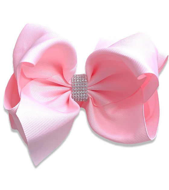 LT.PINK 6.5" WIDE DOUBLE LAYER HAIR BOW. 5PCS/$10.00  BW-117-S