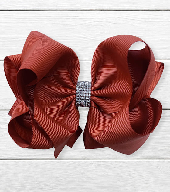 RUST DOUBLE LAYER 6.5" WIDE DOUBLE LAYER HAIR BOWS. 5PCS/$10.00 BW-780-S