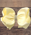 CANDLELIGHT DOUBLE LAYER HAIR BOW W/ RHINESTONES 6.5"WIDE (5PCS/$10.00)  BW-820-S