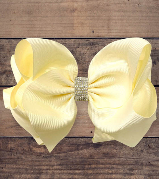 CANDLELIGHT DOUBLE LAYER HAIR BOW W/ RHINESTONES 6.5"WIDE (5PCS/$10.00)  BW-820-S