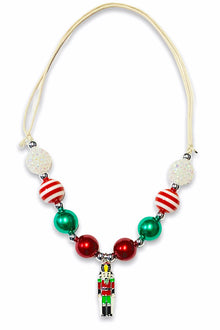  MULTI-COLOR  BUBBLE NECKLACE W/ NUTCRACKER  PENDANT. 3PCS/$12.00 XL-01680