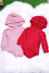 CABLE KNIT BABY ONESIE WITH HOODIE. LT-DLH4517K SOL