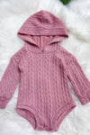 CABLE KNIT BABY ONESIE WITH HOODIE. LT-DLH4517K