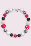 MULTI-COLOR BUBBLE NECKLACE WITH 2 SIDE PENDANT BOW . 3PCS/$12.00 XL-02129