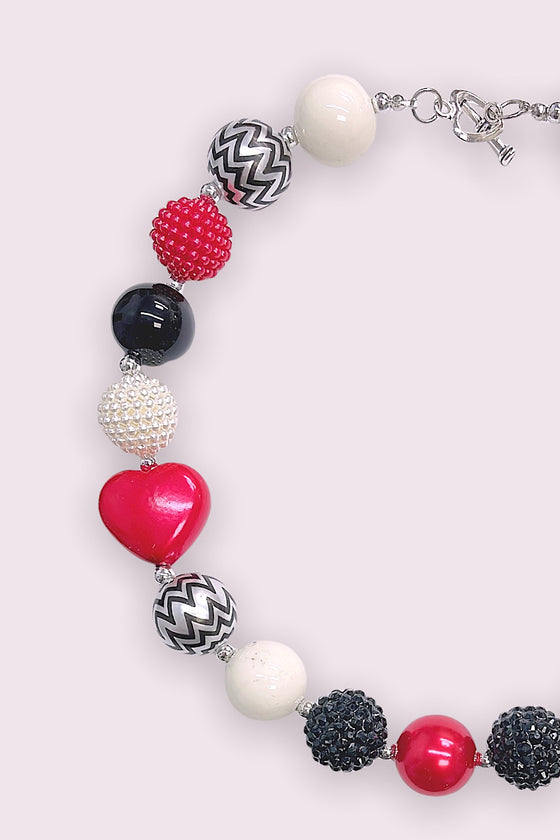 MULTI-COLOR BUBBLE NECKLACE WITH 2 SIDE PENDANT BOW . 3PCS/$12.00 XL-02129